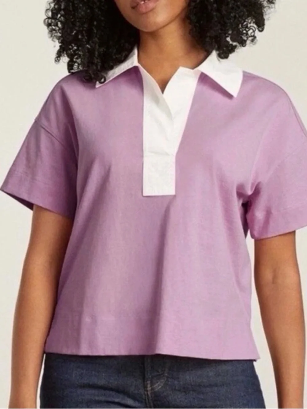Everlane The Retro Jersey Polo- Mauve/Bone - Picture 4 of 11